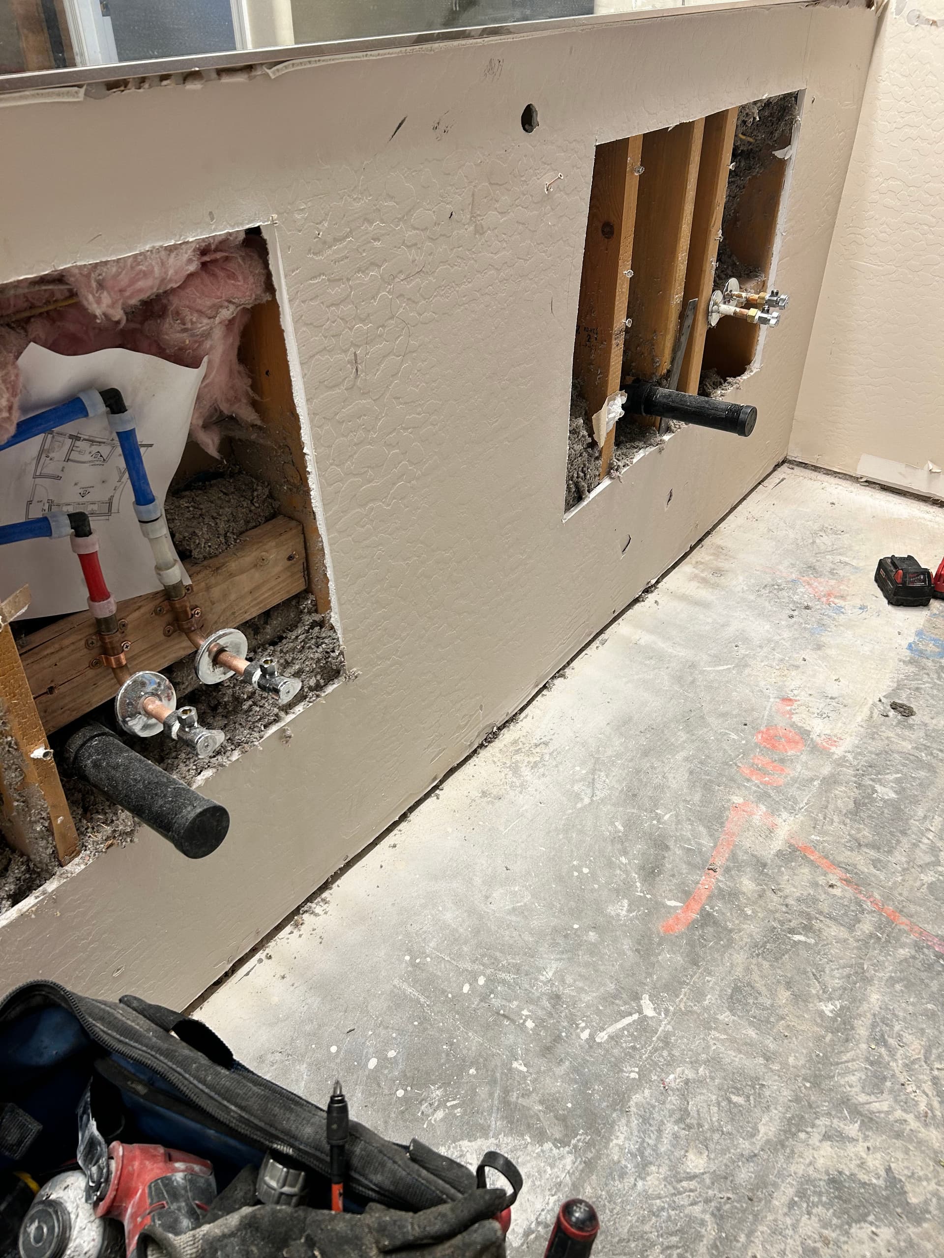 Gallery photos for Master Bath Remodel Plumbing Rough-In Underway in Peoria: Image #3